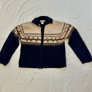 Dressbarn Navy and Cream Knit Sweater Large